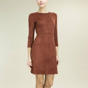 NEW ANTHROPOLOGIE Stretch faux suede fit & flare dress cinnamon